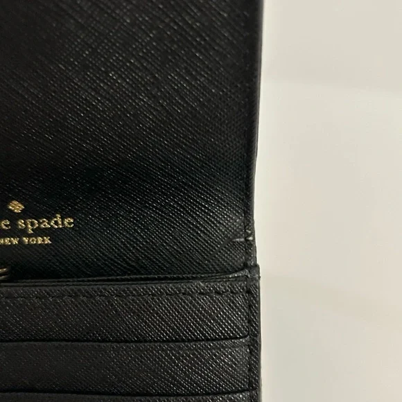 Kate Spade Black Small Card Holder Leather Wallet with Gold Accent - Picture 10 of 10